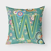 Carolines Treasures CJ2015-WPW1818 Letter W Circle Circle Teal Initial Alphabet Canvas Fabric Decorative Pillow  18H