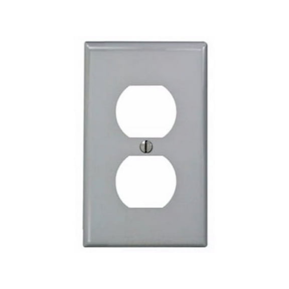 Leviton 80703-GY, 2.75" x 4.5" x 0.22", Gray, 1-Duplex Receptacle Wallplate, 1pc