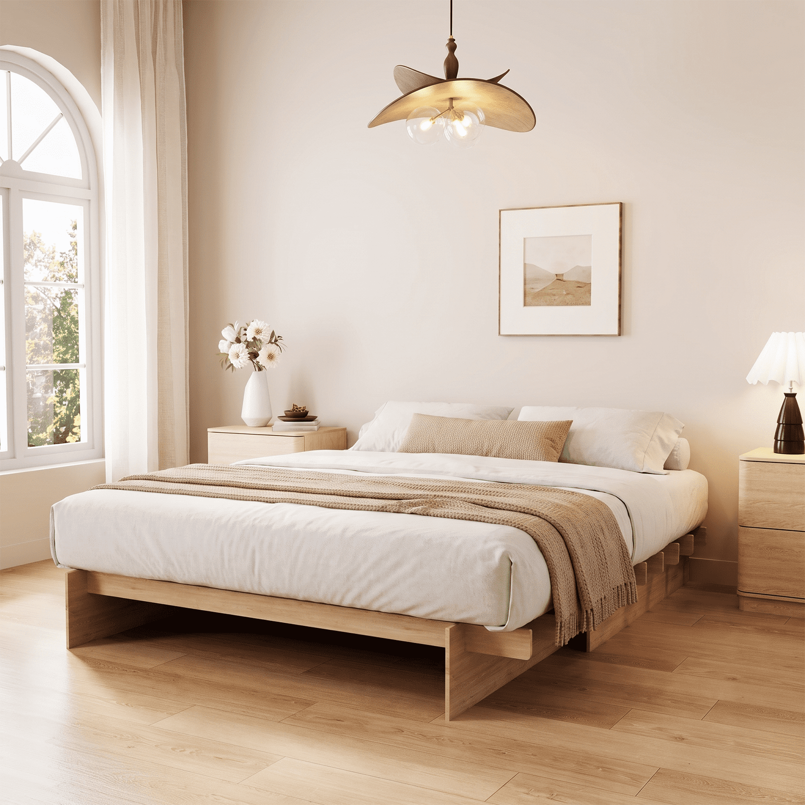Mellow Naturalista Classic Solid Wood Platform Bed Frame, Cal King