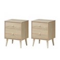 thumbnail image 1 of Gymax Set of 2 Nightstand 2-Drawer Beside End Side Table w/Rubber Legs Oak Finish, 1 of 10