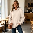 thumbnail image 2 of Women's Lightweight Hoodies Casual Long Sleeve Hooded Pullover Sweatshirts 2026 Fall Fashion Hoodie with Front Pocket Khaki 2XL, 2 of 6