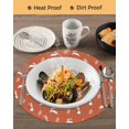 thumbnail image 3 of 13 Inch Round Placemats Set of 4, Burnt Orange Spring Easter Non Slip Heat Insulation PP Table Mats, Cute Bunny Botanical Washable Place Mats for Kitchen Dining Party Table Decor, 3 of 7
