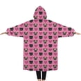 thumbnail image 2 of Oversized Wearable Blanket Hoodie,Pink Pug Puppies Sherpa Blanket Hoodie with Super Pockets,Super Warm Fuzzy Pullover for Women & Men, 2 of 6