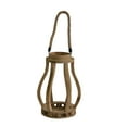 thumbnail image 2 of Benzara Transitional Caged Wooden Lantern with Rope Hanger, Brown, 2 of 2