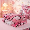 thumbnail image 5 of meiyoeat Pink Marble Patchwork Art Zipper Twin Comforter Sets with Fitted Sheet and 2 Pillowcases,Abstract Geometric Print Zipper Bedding Set,Pink Reversible,4-Piece, 5 of 7