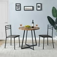 thumbnail image 1 of VECELO Round 3-Piece Dining Set, Compact Dining Table and 2 Chairs with Metal Frame, Couple Table Chair Set for 2, Antique Brown, 1 of 8
