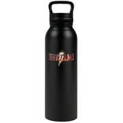 Shazam Movie Official Lightning Logo 24 oz Insulated Canteen Water Bottle, Leak Resistant, Vacuum Insulated Stainless Steel with Loop Cap, Black