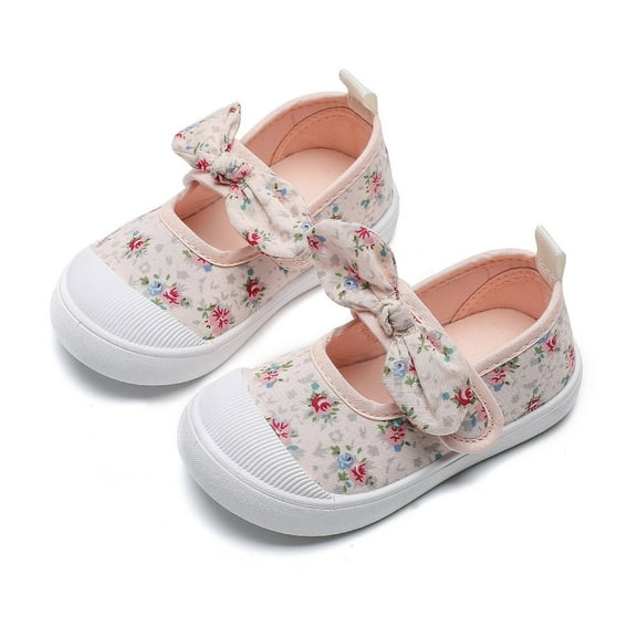 CAIVO Baby Sneakers Girls First Walkers Soft Breathable Lightweight Comfortable Toddler Shoes With Floral Bow Design Trendy Child Footwear