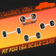 1/64 Wheels Mixed/Random Real Riders Wheels Rims Tires Set for 10 Cars 1/64 Scale (04)
