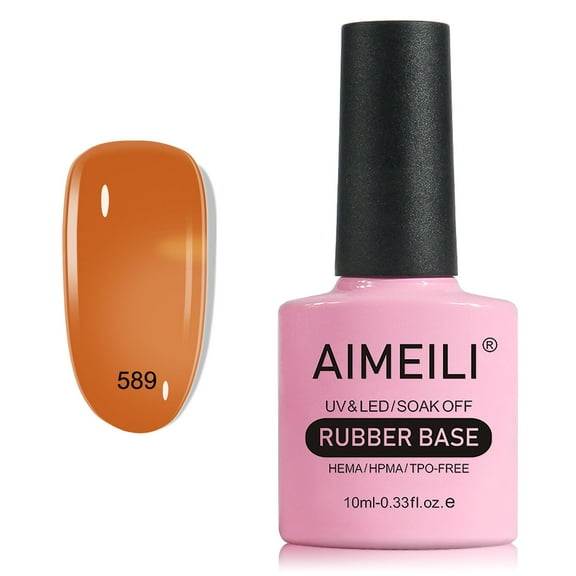 AIMEILI 5 in 1 Rubber Base Gel For Nails, Sheer Color Gel Nail Polish UV LED Soak Off, Elastic Rubber Base Coat Nail Strengthener Nail Rhinestones Glue Gel - (589) 10ml
