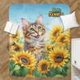 thumbnail image 4 of Manx Hello Summer Sunshine Sunflowers Spring Retro Vintage Cozy Sherpa Blanket Cat Lover Kitten Owner Gifts Warm Soft Throw Blanket - 00008, 4 of 5