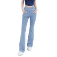 thumbnail image 4 of Flmaly jeans for women stretch denim High Waisted Slimming Pockets Denim Fitness Flared Pants For Women's Elastic Tight Fitting Sports Yoga Outerwear Casual Pants Stretchy Wide Leg Straight, 4 of 4
