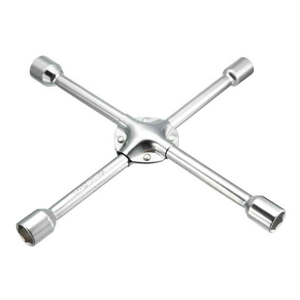 Lug Wrench, 14-inch Universal 4-Way Cross Spanner with 17mm 19mm 21mm 23mm Standard Sockets Lug Wrench, 14-inch Universal 4-Way Cross Spanner with 17mm 19mm 21mm 23mm Standard Sockets