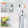 thumbnail image 4 of Wowow Brass Waterfall Single-Handle Floor Mount Freestanding Bathtub Faucet with Hand Shower and Supply Line, 4 of 5
