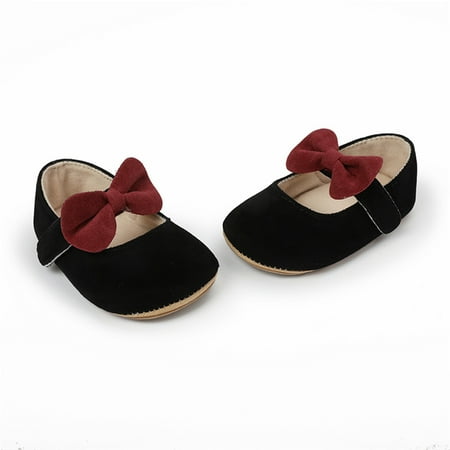 

Cathalem Boot Baby Shoes Toddler Kids Girls Soild Colour Bowknot Princress Shoes Soft Sole The Floor Shoes Size 4 Black 0 Months