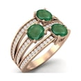 thumbnail image 2 of 925 Sterling Silver Rose Vermeil 1.50 Carat Three Stone Round Shape Emerald Solitaire Valentines Day Gifts Ring, 2 of 3