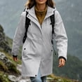 thumbnail image 6 of Windbreaker Jacket Women Waterproof Longline Hooded Jacket Solid Color Drawstring Waist Zip Up Raincoat with Pockets Outdoor Hiking Jacket, 6 of 9