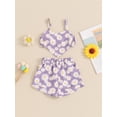 thumbnail image 2 of Suealasg 2Pcs Toddler Girl Summer Clothes 6M 1T 2T 3T 4T Baby Girl Casual Beach Outfits Sleeveless Daisy Print Heart Cami Tops and Elastic Waist Shorts Set, 2 of 7