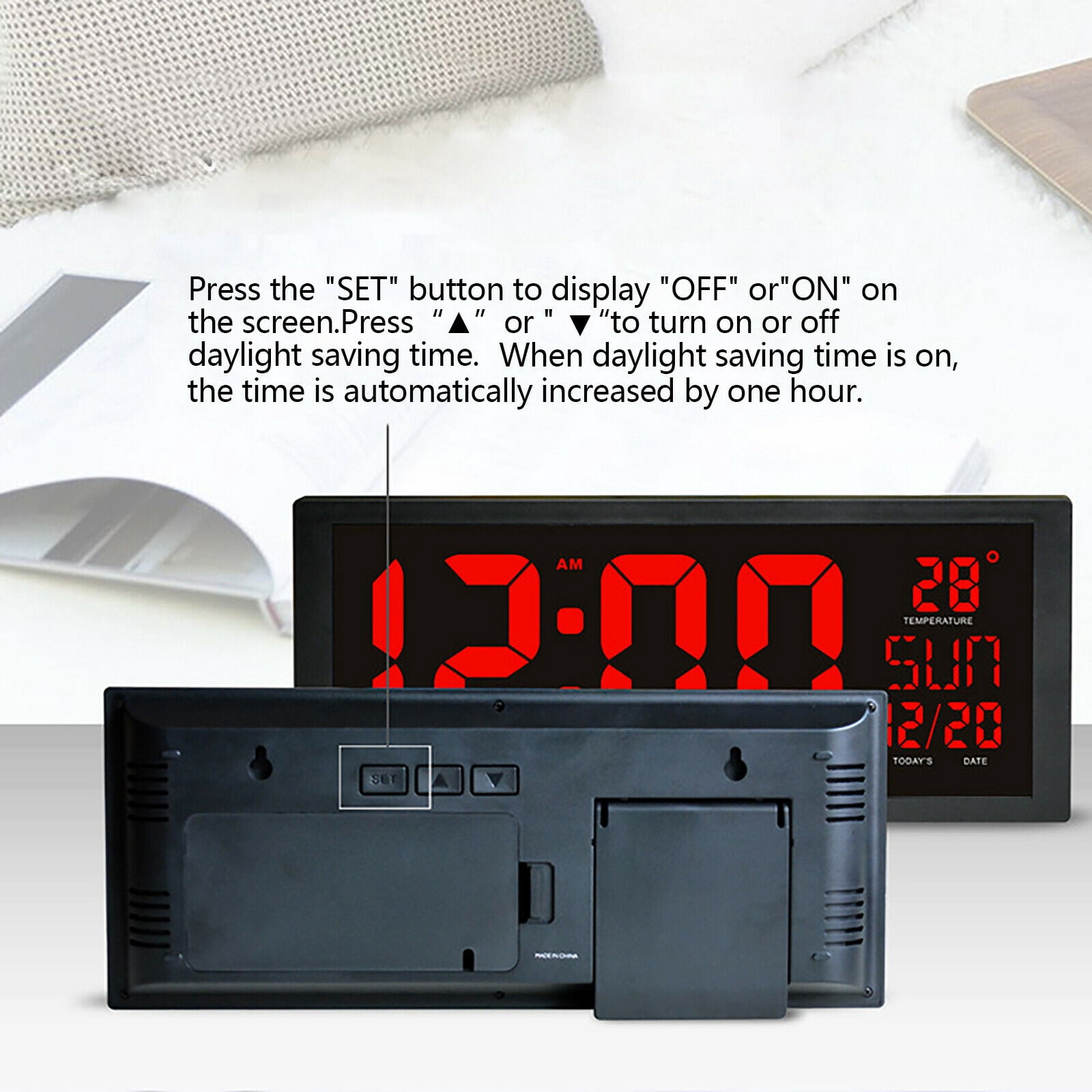 DENEST LED Digital Wall Clock Screen Calendar Thermometer Electronic Clock Christmas