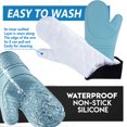 thumbnail image 4 of WJHWSX Heat Resistant Gloves Silicone,Silicone + Cotton,Heat Proof,Silicone + Cotton,Light blue, 4 of 9