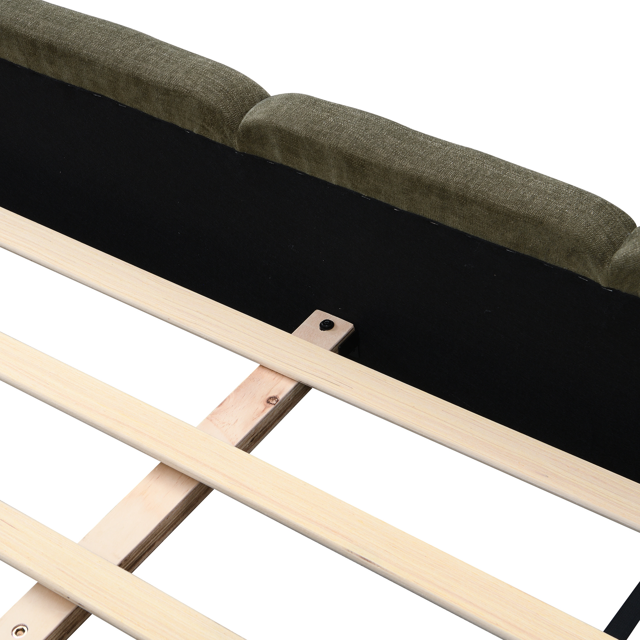 Christopher Knight Home 88.39" King Size Bed Frame, Thick Headboard Footboard, Linen Blend Upholstery, Green