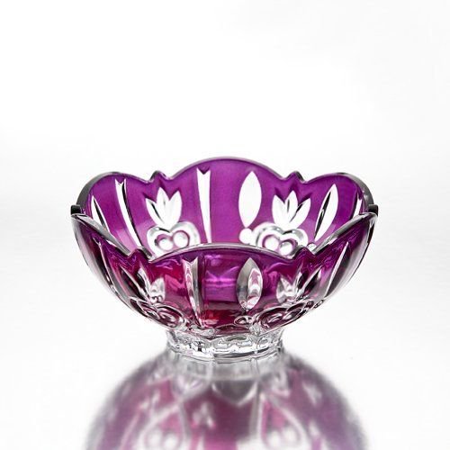 Large 6" Crystal Purple Candy Nut Dish Bowl Party Serveware