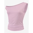 thumbnail image 2 of Women One Shoulder Ruched Crop Tank Tops Casual Off The Shoulder Twist Strap Summer Tanks Tops Going Out Crop Shirts, 2 of 5