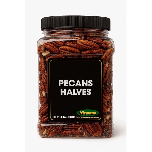 Pecan Halves – Roasted –Jar – Ready-to-Eat Snack and Pantry Ingredient 24 oz