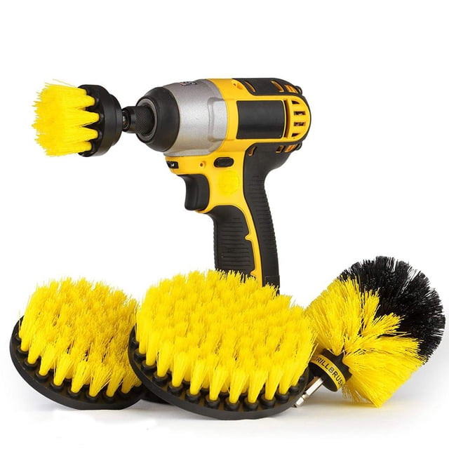 Kit de cepillos limpiadores multiusos de color amarillo medio para superficies de baño, lechada, bañera, ducha, cocina, automóvil, barco, RV