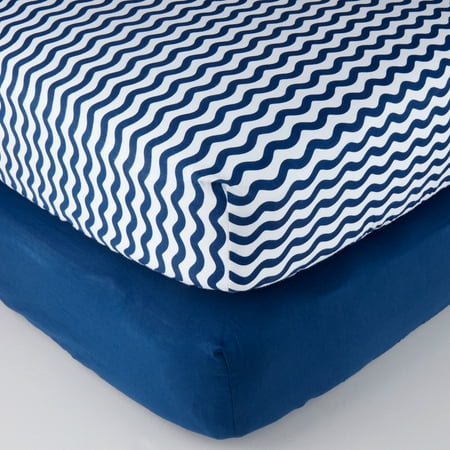 Parent's Choice Fitted Crib Sheets, Navy Chevron, 2 (Whats The Best Thread Count For Sheets)