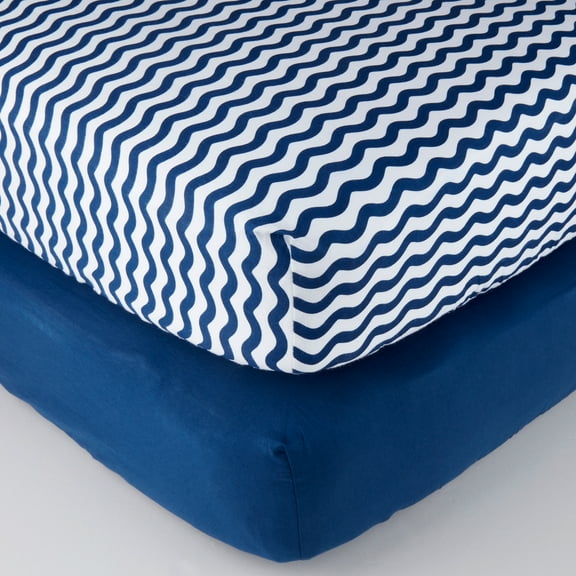Parent's Choice 100% Cotton Fitted Crib Sheets, 2-Pack, Blue (Choose Your Color)