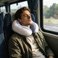 thumbnail image 2 of Leodye 1PCS Ice Silk Memory Foam U-Shaped Pillow, Slow Rebound Neck Support, Portable Rest Pillow for Home, Travel and Airplane -11.81x11.41in, 2 of 6