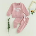 thumbnail image 2 of Toddler Girl Fall Outfits Daddys Baby Clothes Fall Winter Outfit Sweatshirt Pants Set Jumper Sweatpants Suit Toddler Boy Fall Outfits Pink 0 Months-6 Months, 2 of 7