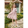 thumbnail image 3 of Arshiner Girls Dress Summer Wedding Party Square Neck Hollow Back Solid Midi Flowy Casual Dresses, 3 of 8