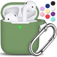 thumbnail image 1 of AirPods Case Cover, Silicone Protective Cover with Keychain for Apple AirPods 2nd 1st Gen Charging Case, Olive Green, 1 of 5