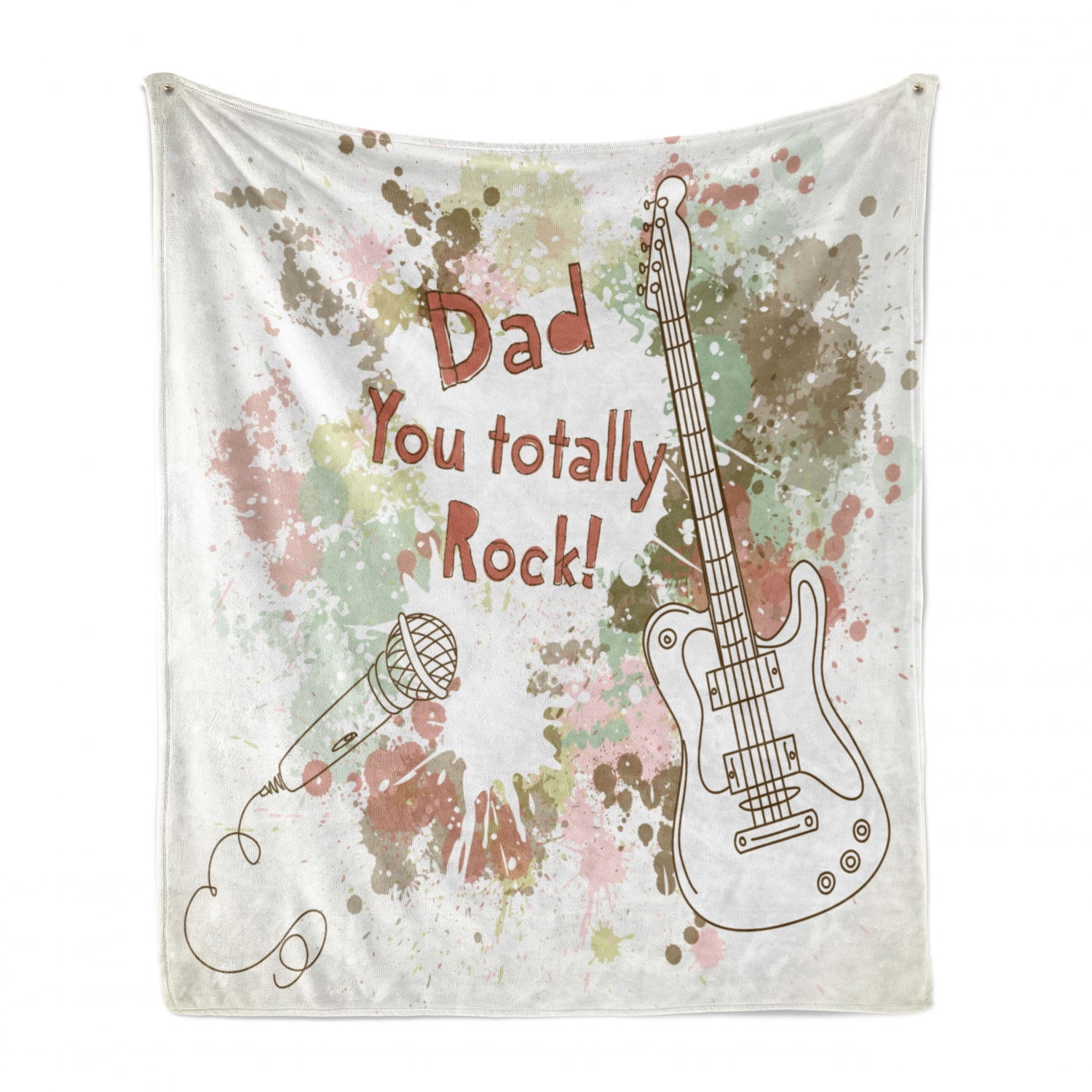 Father's Day Soft Flannel Fleece Throw Blanket, Dad You Totally Rock  Lettering on Splashes with Guitar and Mic, Cozy Plush for Indoor and  Outdoor Use, 