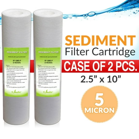 2 Pack of 5 Micron Active Sediment Water Filters 1st Stage Ro Systems Filter 2.5" X 10"
