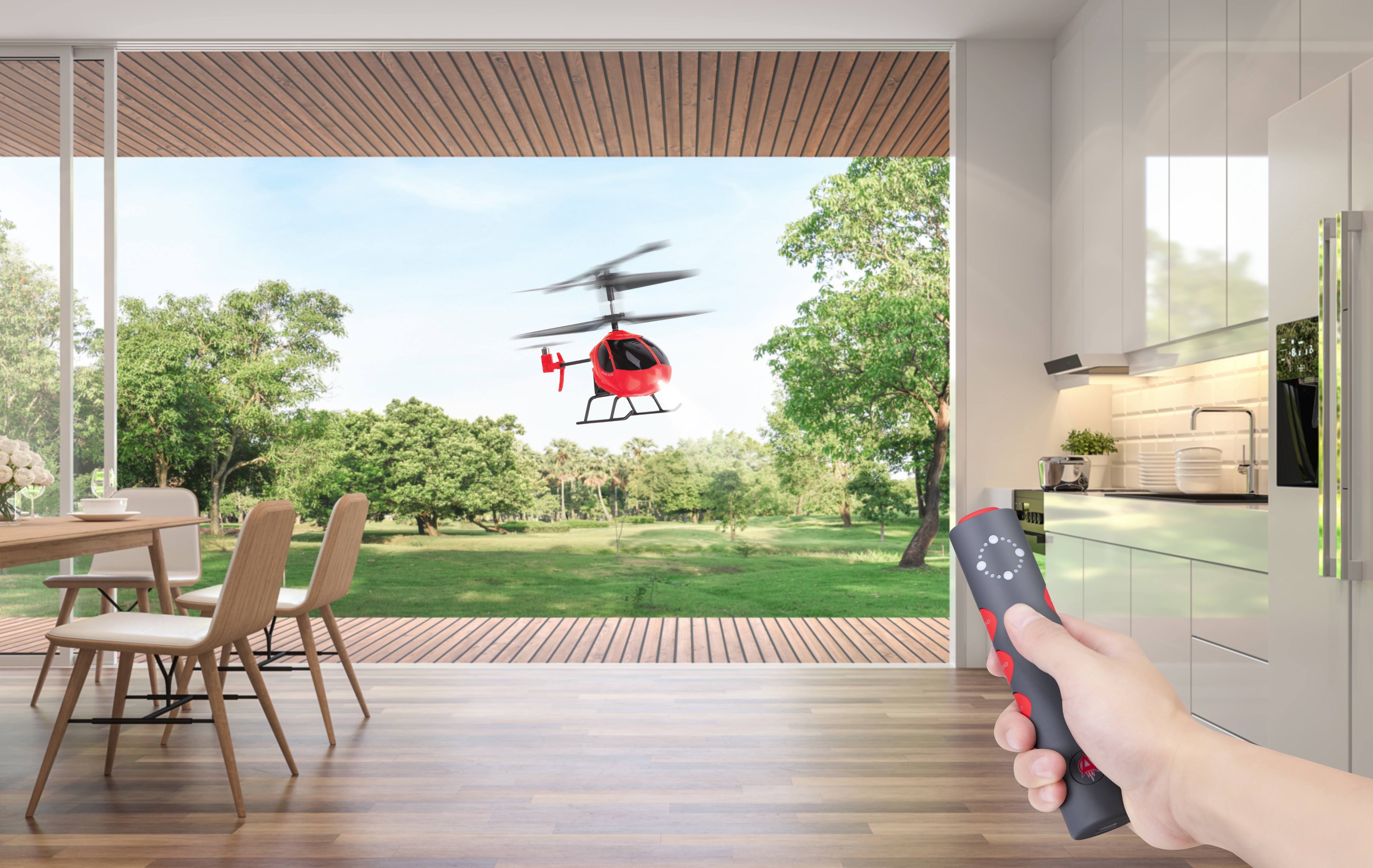 Voyage Aeronautics Micro RC Helicopter Pocket Flyer for Kids and Adults, Gesture Control, Red