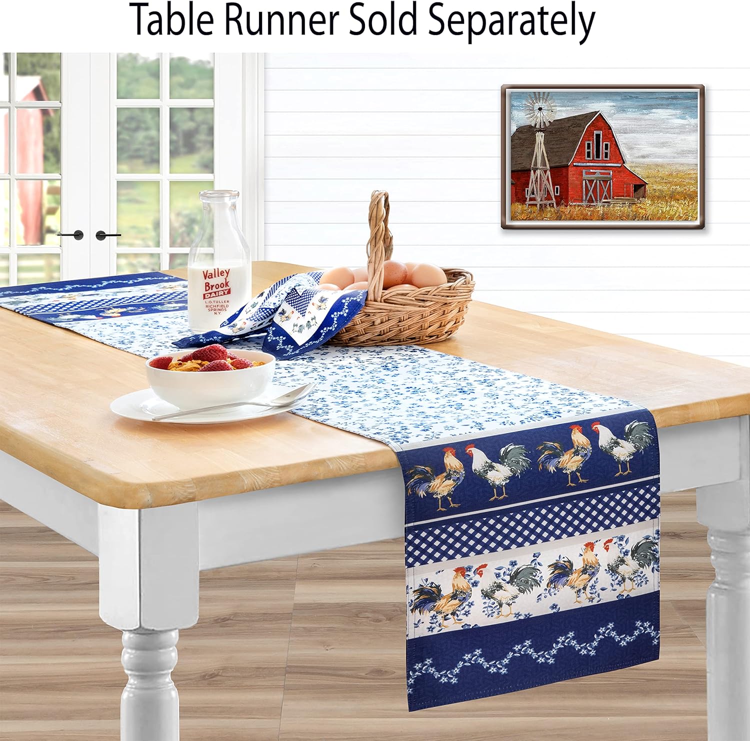 Home Bargains Plus Rectangle Fabric Table Runner, 70” Long, Blue 