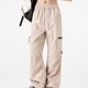 thumbnail image 4 of Amzcrzy Pantalones cargo para mujer: color liso, pierna ancha, múltiples bolsillos, transpirables, holgados y cómodos, resistentes al agua, con cremallera, tallas M-2XL. Marrón, 4 of 4
