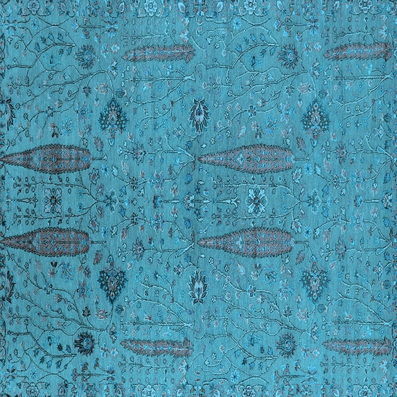 Ahgly Company Indoor Square Oriental Light Blue Industrial Area Rugs, 5' Square