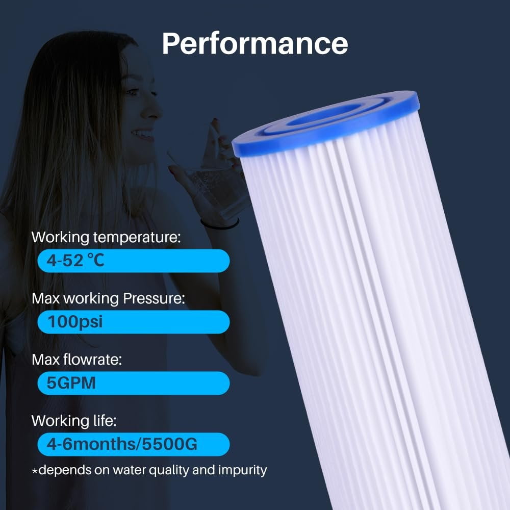 CFS  2 Pack Heavy Duty Water Filter Cartridges Compatible with R50-BBSA Models  Remove Bad Taste & Odor  Whole House Replacement Filter Cartridge  50 Micron  White