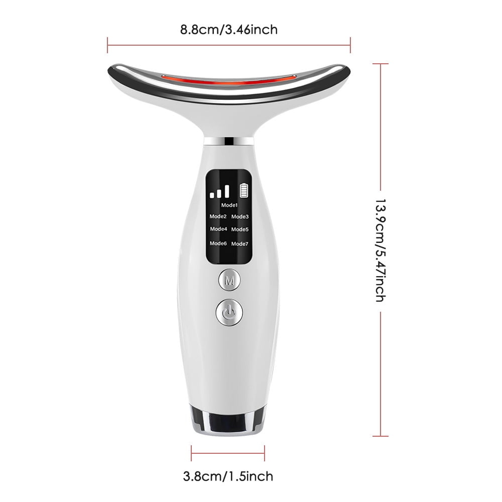 SUWU 7-in-1 Neck and Face Grooming Device with Red Light Therapy, 3 Vibration Modes and Ergonomic Design to Firm Skin and Eliminate Wrinkles,Pink