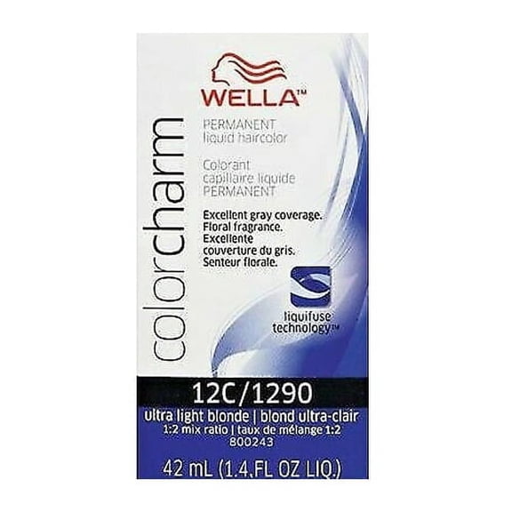 Wella Color Charm Liquid Permanent Hair Color, 12C by 1290 Ultra Light Blonde, 1.4 Oz, 2 Pack