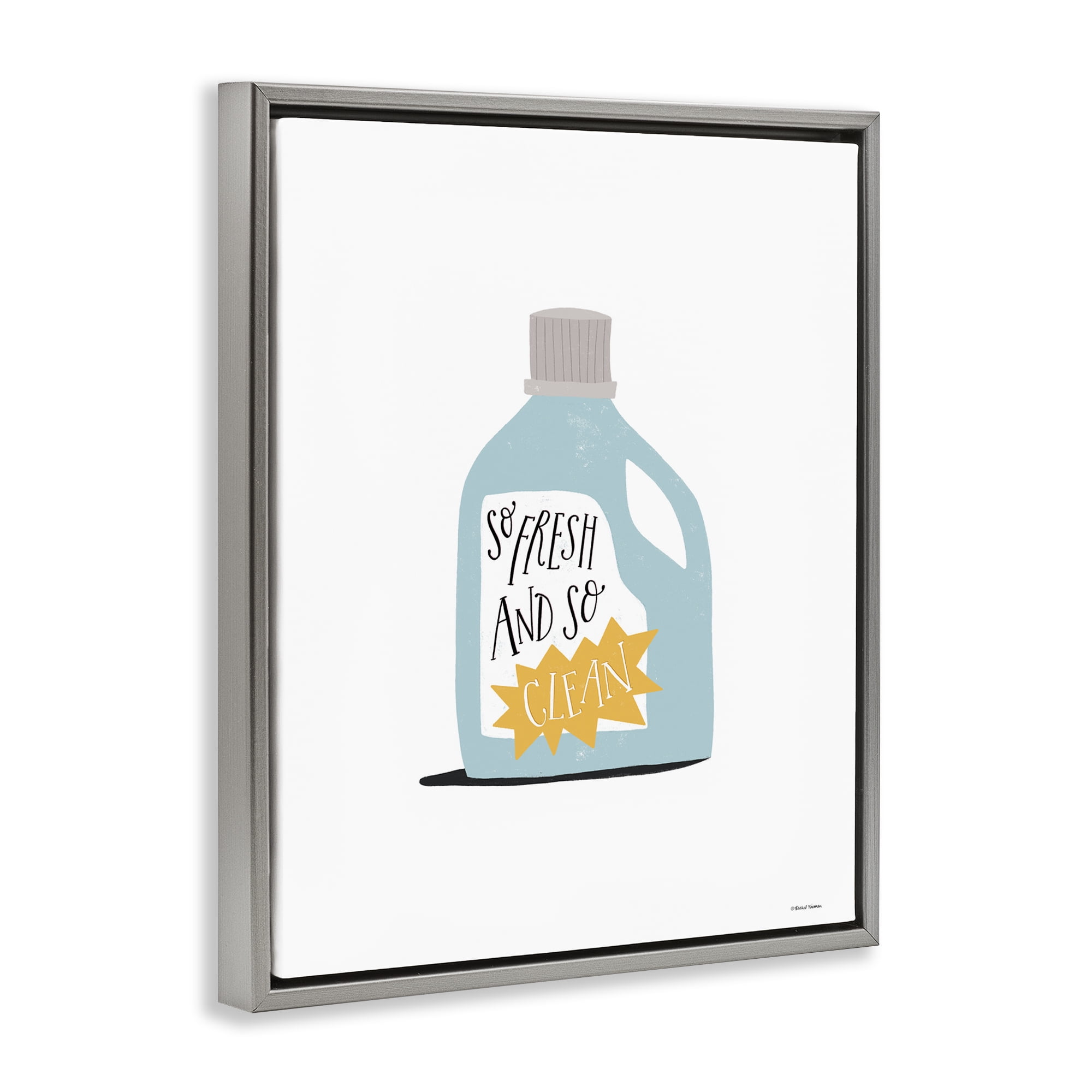 Stupell Industries So Fresh & Clean Laundry Typography Painting Gray Floater Framed Art Print Wall Art, 25 x 31