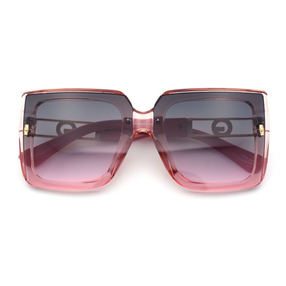 Womens Squared Half Rim Exposed Lens Plastic Butterfly Fashion Sunglasses Pink - Pink Smoke