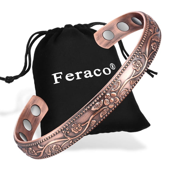 Pulsera magnética de cobre Feraco Vintage Flower para mujer