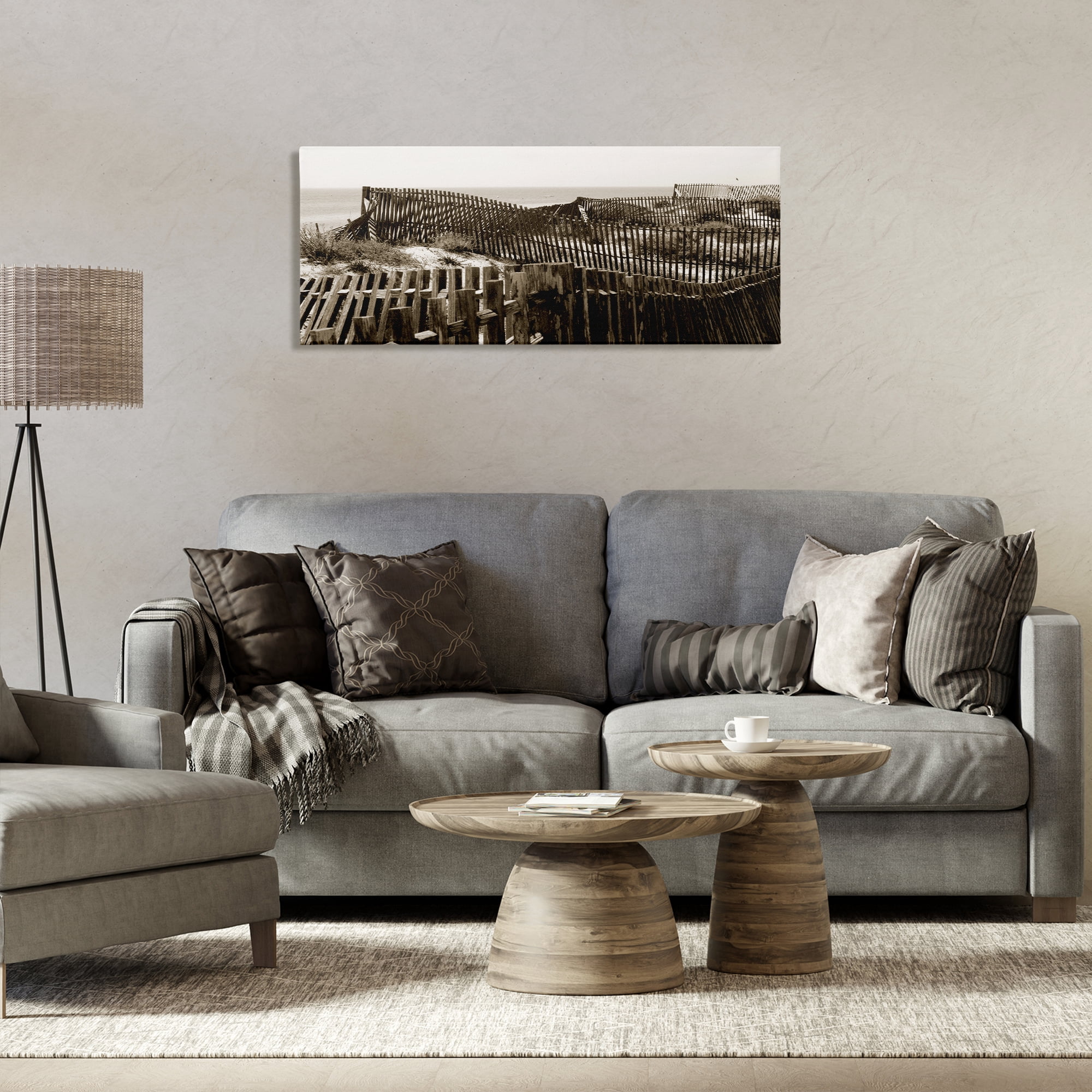 Stupell Industries Winding Beach Fence Landscape & Nature Photography Wrapped Canvas Art Print Wall Art, 40 x 17
