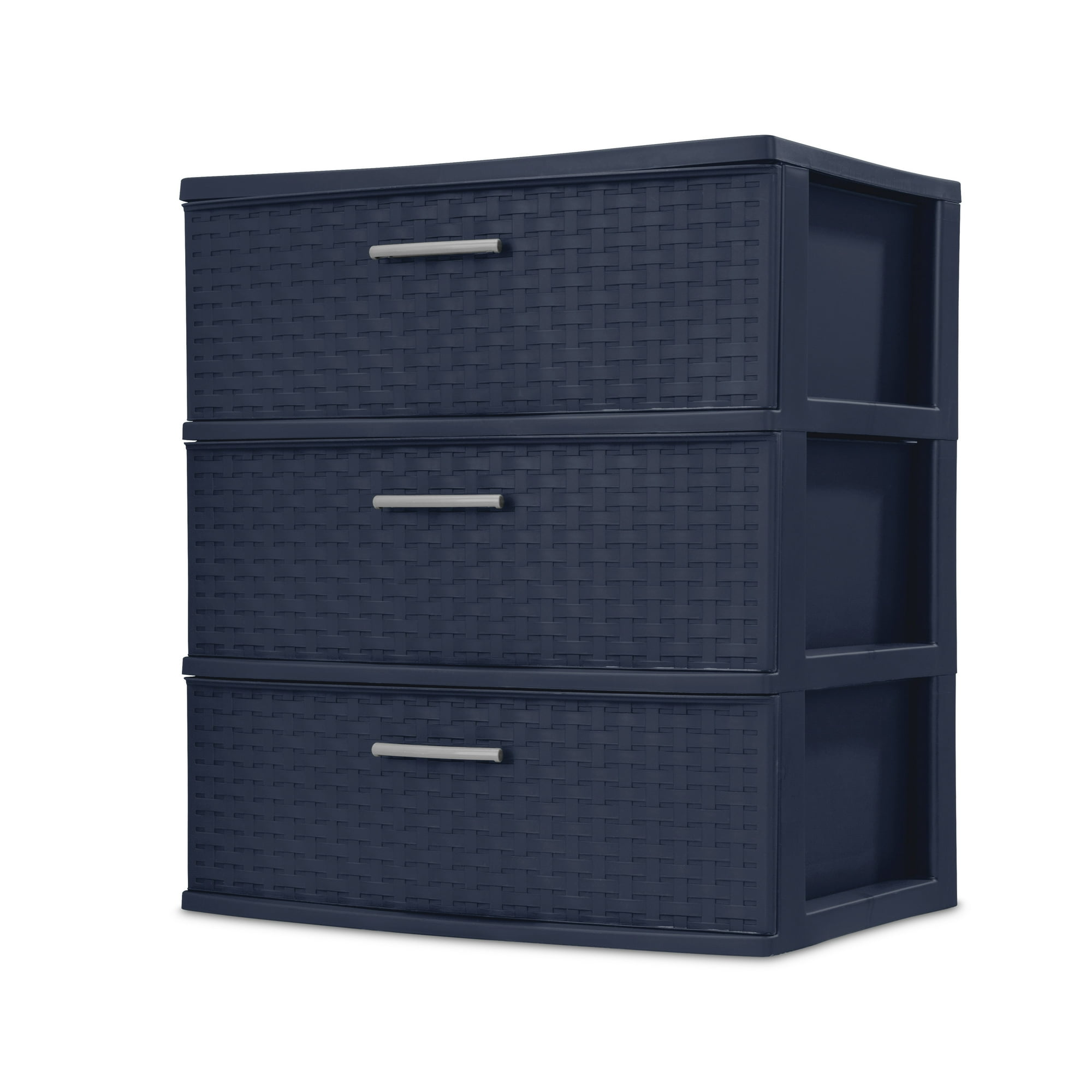 Sterilite Plastic 3 Drawer Wide Weave Tower Blue Cove – 858618934