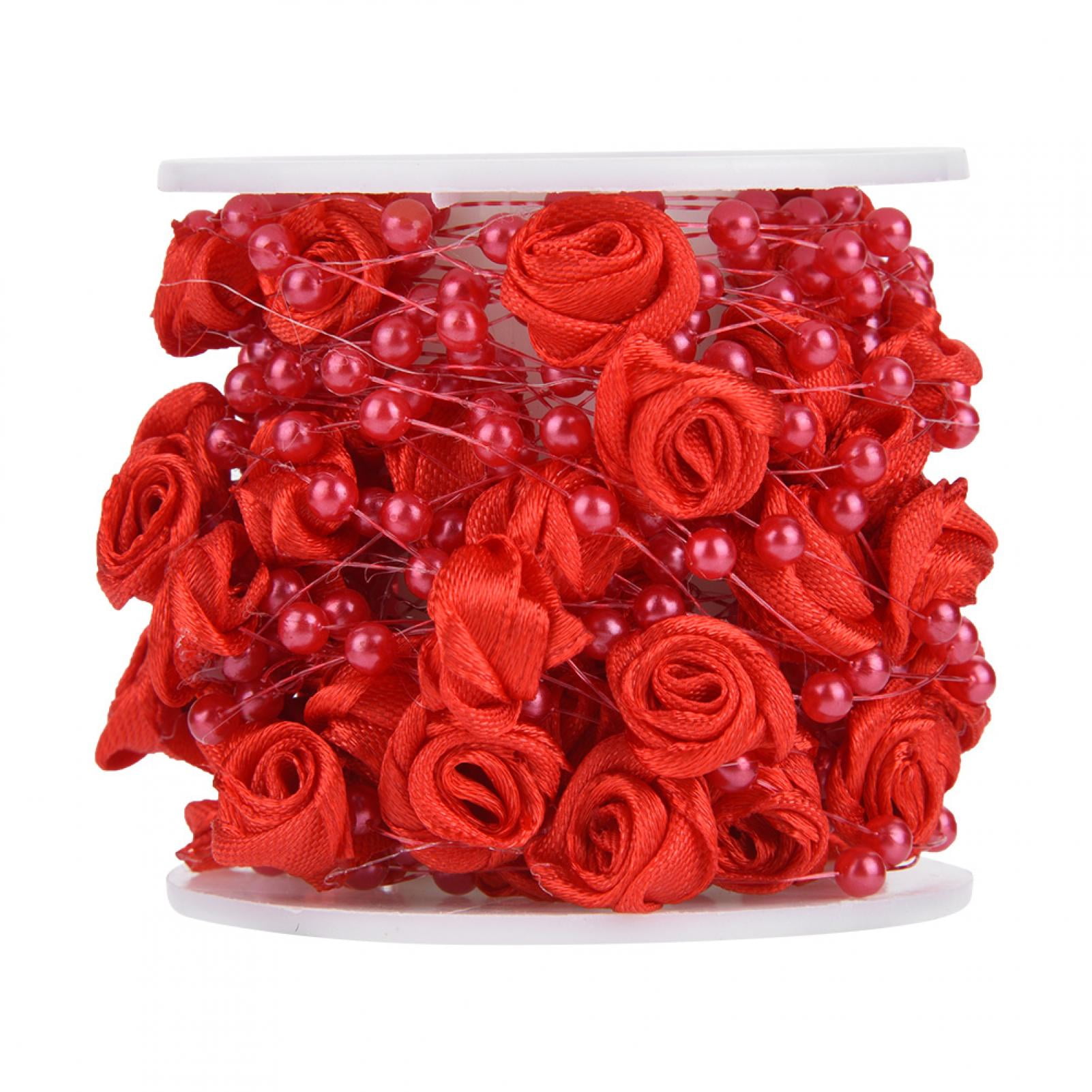 Pretty Rose Flower Pearls String Beads Garland Roll DIY Wedding Party Decor 10m 